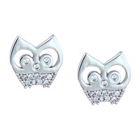 Korean Made Cubic Zirconia Stylish Owl Dailywear Stud Earring For Women (KK1JESS111833)